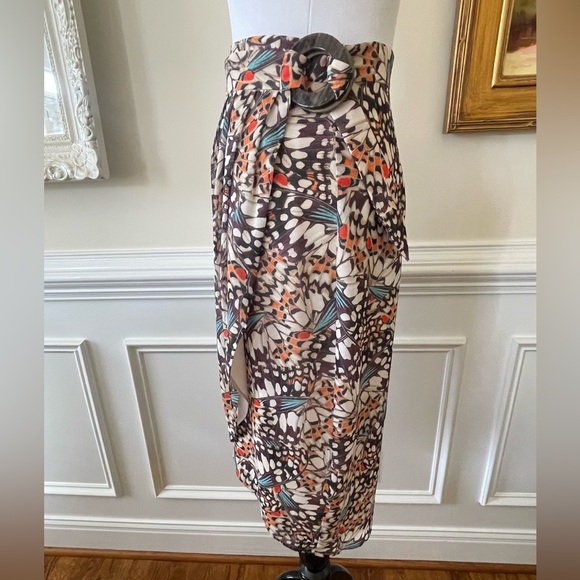 New Anthropologie Hutch Butterfly Wrap Printed Midi Skirt 2 - Picture 6 of 9